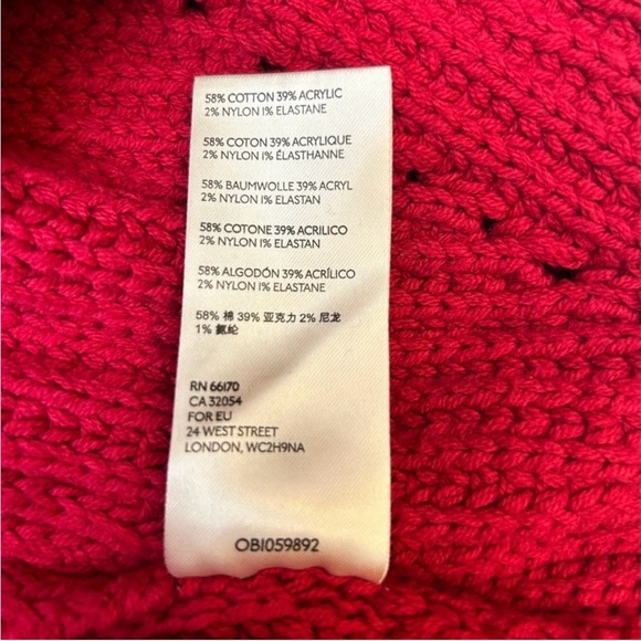 Free People All Day Long Red Chunky Knit V Neck Slouchy Women’s Sweater Cable - Picture 10 of 11